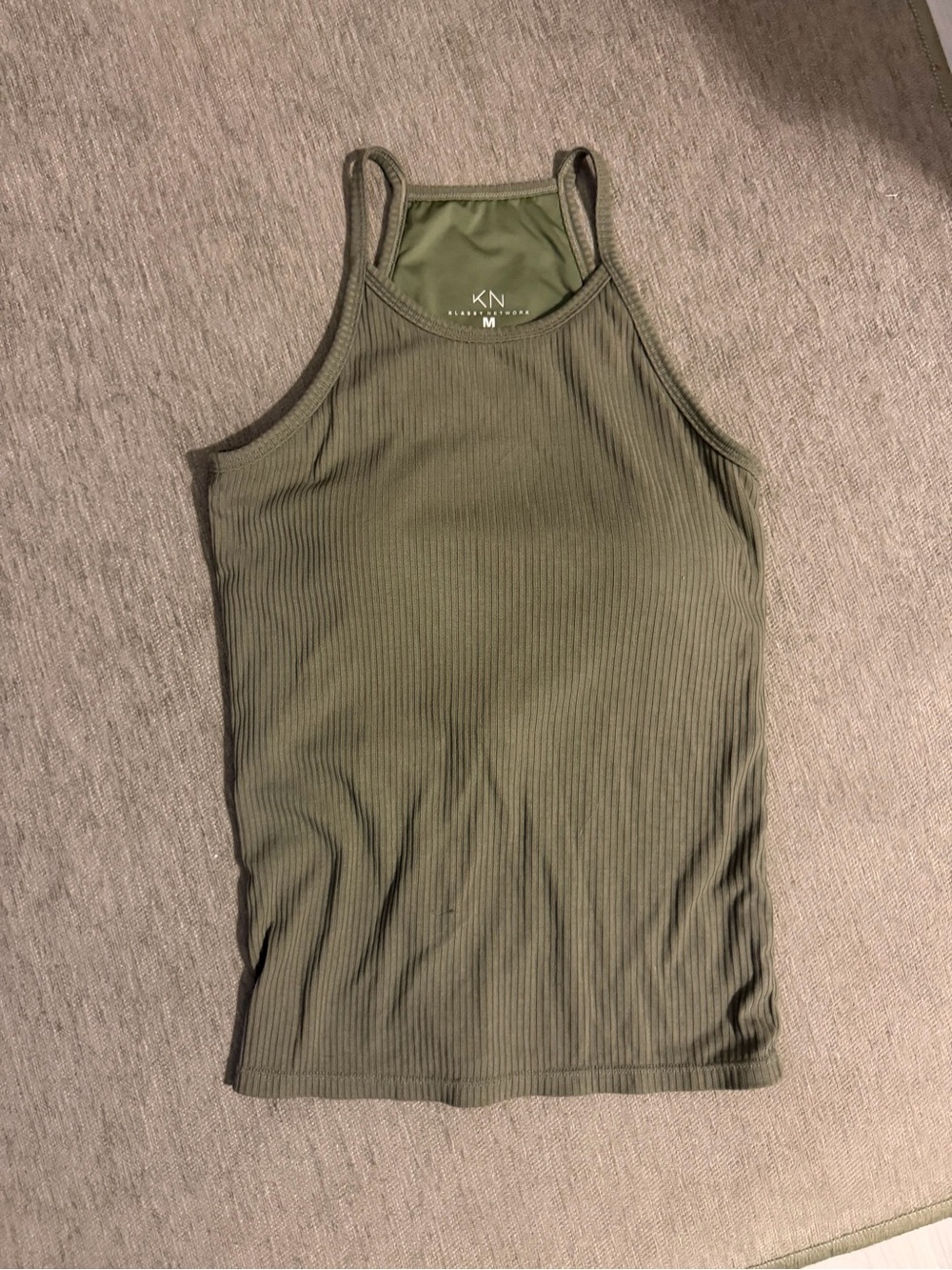Klassy Network Olive Green Ribbed Racerback Tank